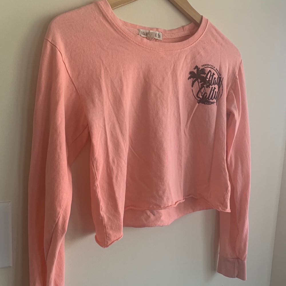 US Vintage crop long sleeve tee shirt S